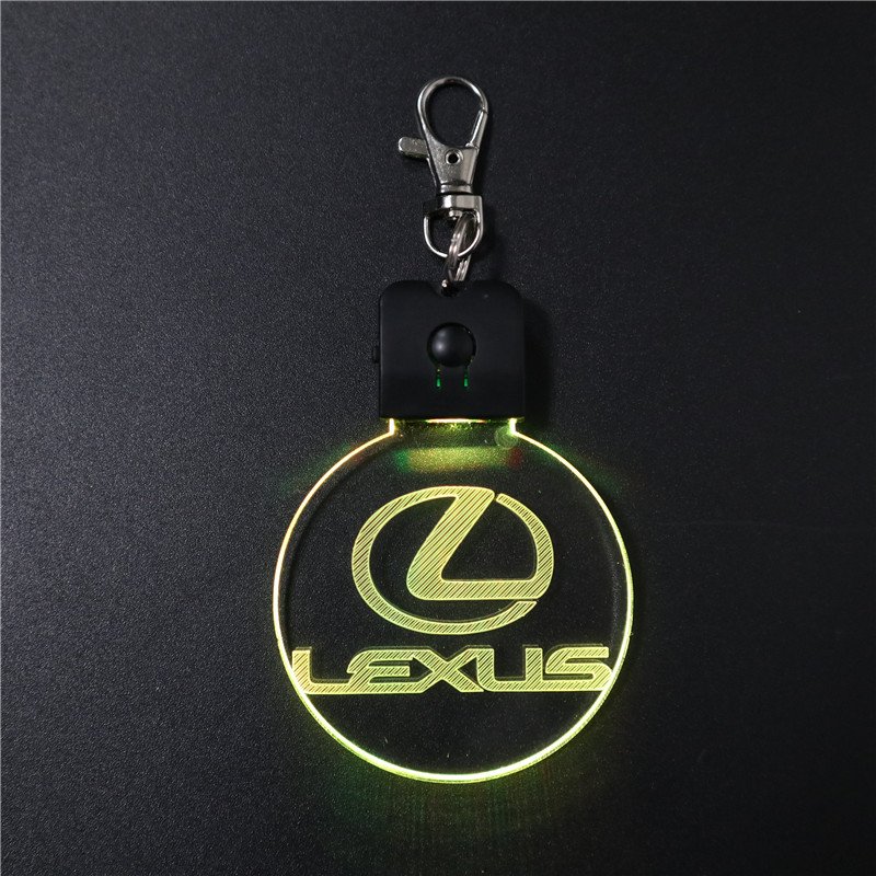 Cheap Car Logo Keychain for Lexus 7 Colors Changeable LED Acrylic Keyrings for Promotional