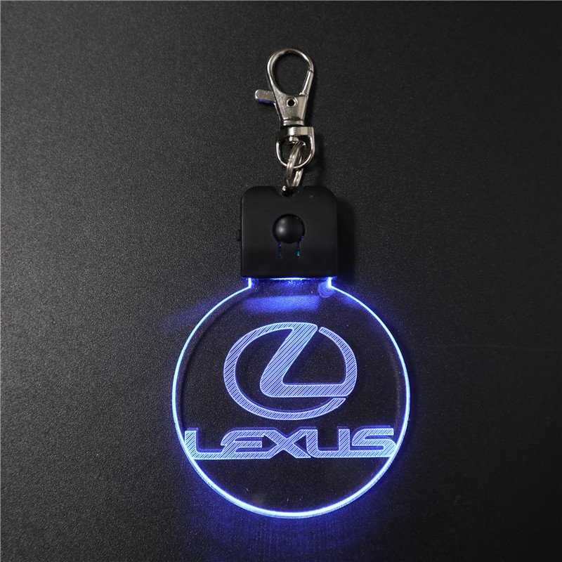 Cheap Car Logo Keychain for Lexus 7 Colors Changeable LED Acrylic Keyrings for Promotional