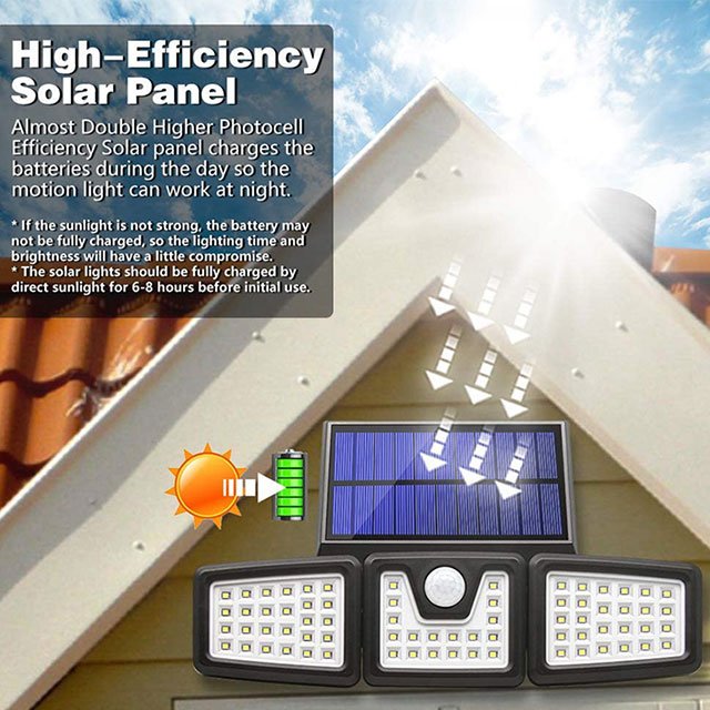 74-LED Solar Garden Lamp Waterproof Adjustable Angle Lights Solar Garden Wall Light