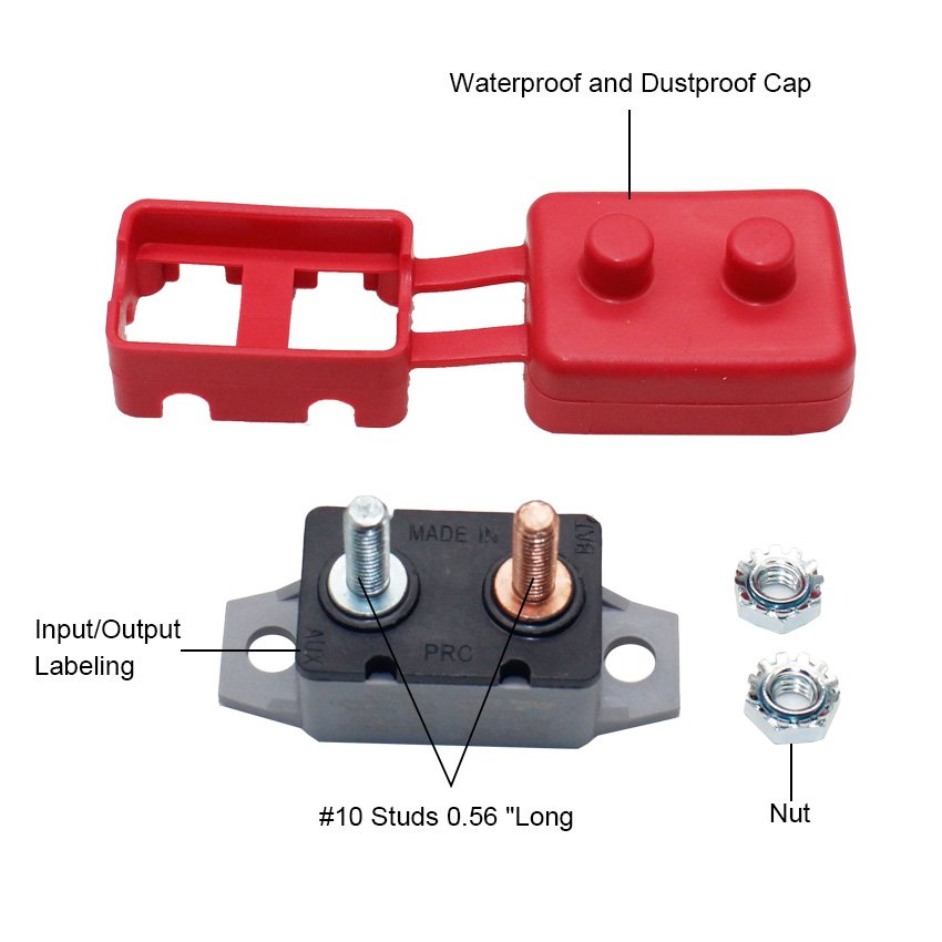 10-50A Amp 12V Cover Dual Battery Fuse Automatic Auto Reset Circuit Breaker