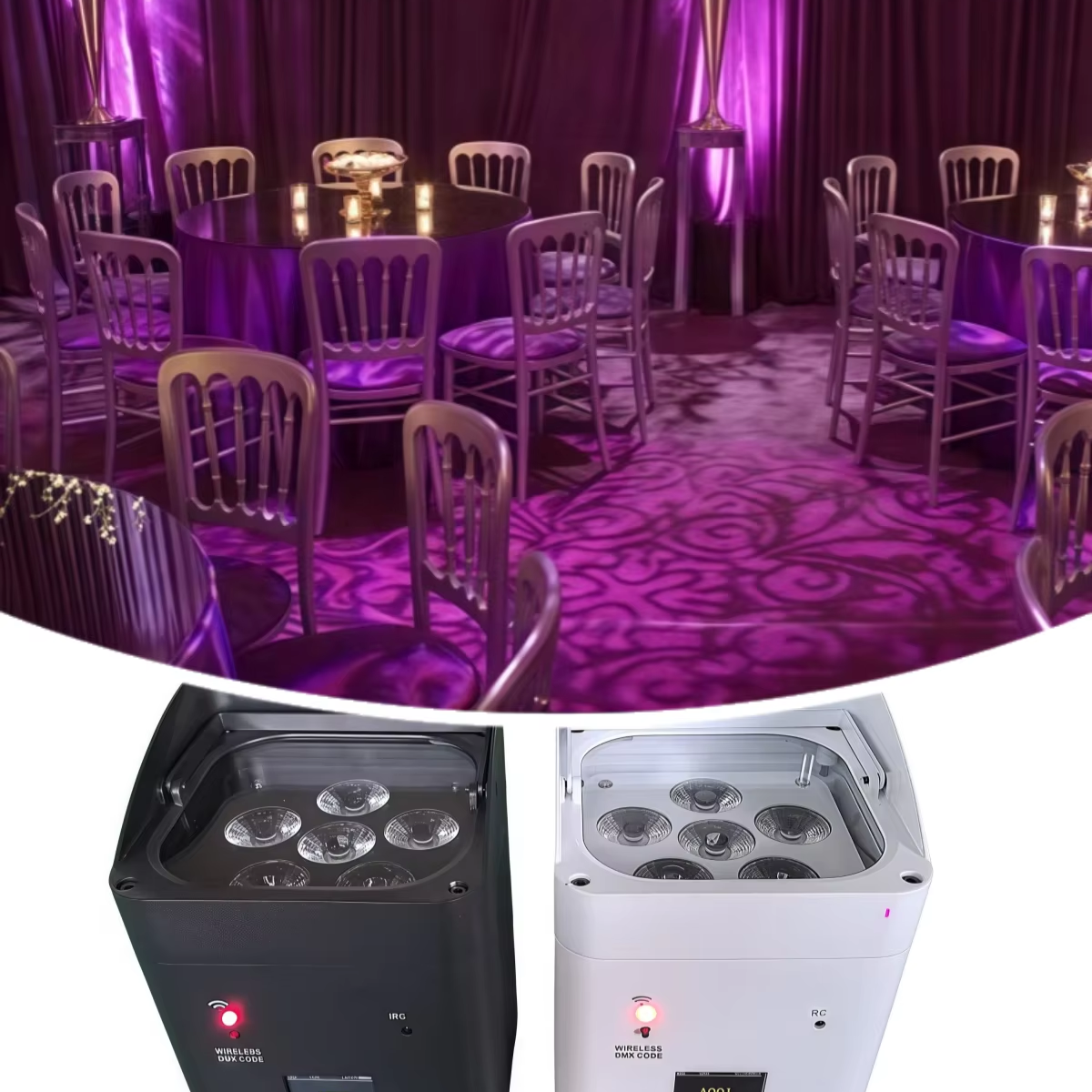 6x18w RGBWA UV Wireless DMX Par Can up Lights Battery Powered LED Uplight for Wedding Party Bar DJ