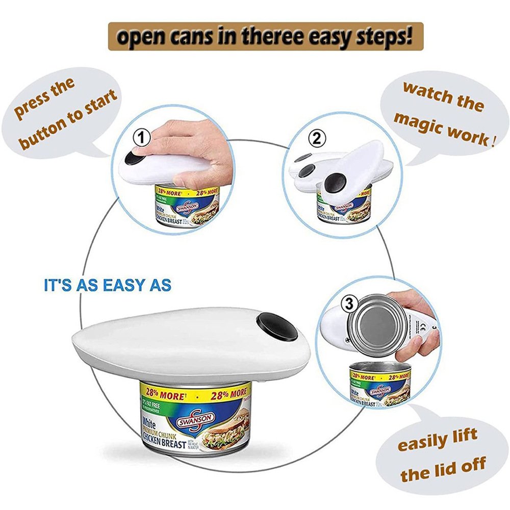 Kitchen Gadget One-Touch Portable Custom Bottle Openers Smooth Edge Mini Handheld Automatic Jar Opener Auto Electric Can Opener