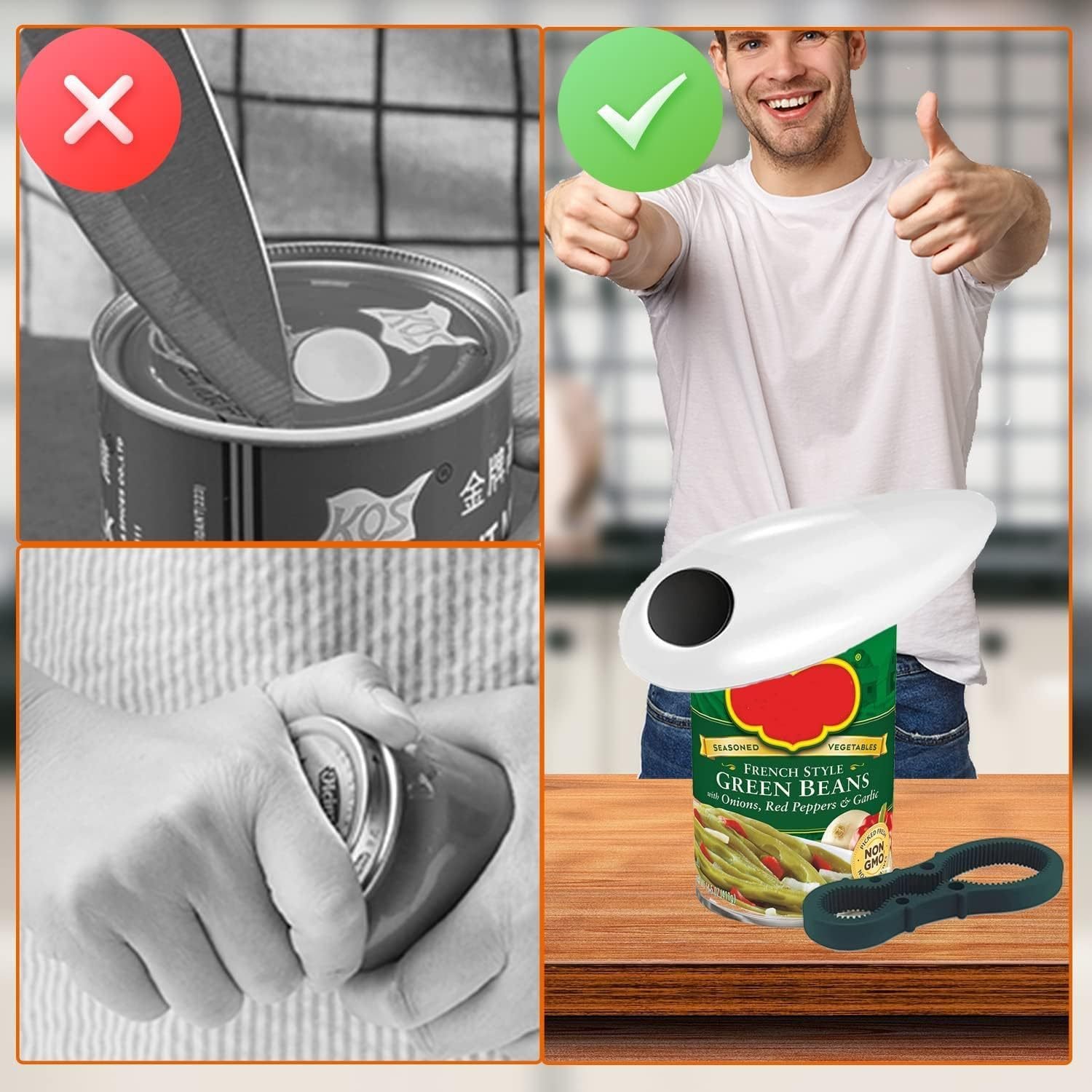 Kitchen Gadget One-Touch Portable Custom Bottle Openers Smooth Edge Mini Handheld Automatic Jar Opener Auto Electric Can Opener