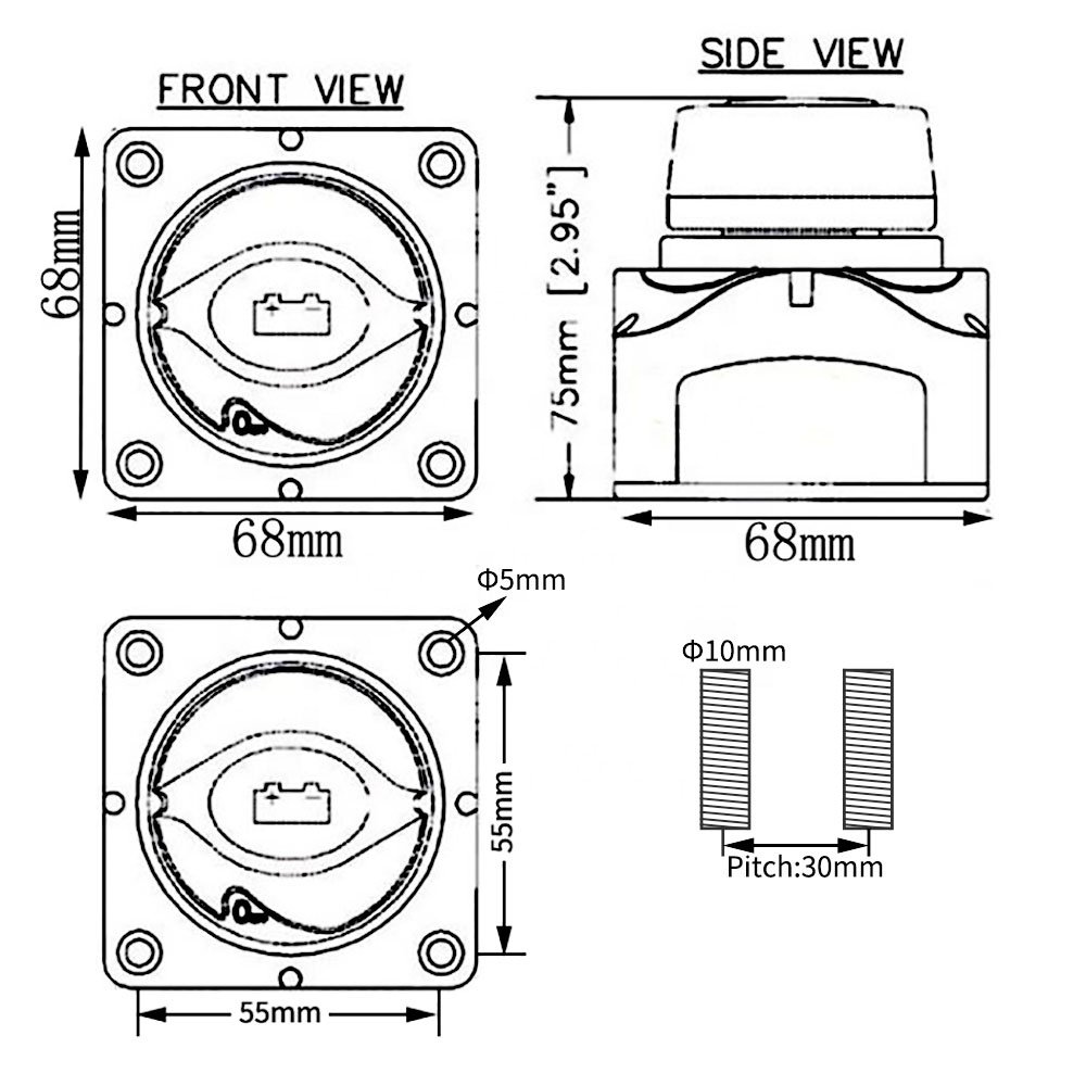 Auto Marine Battery Disconnect Rotary Switch