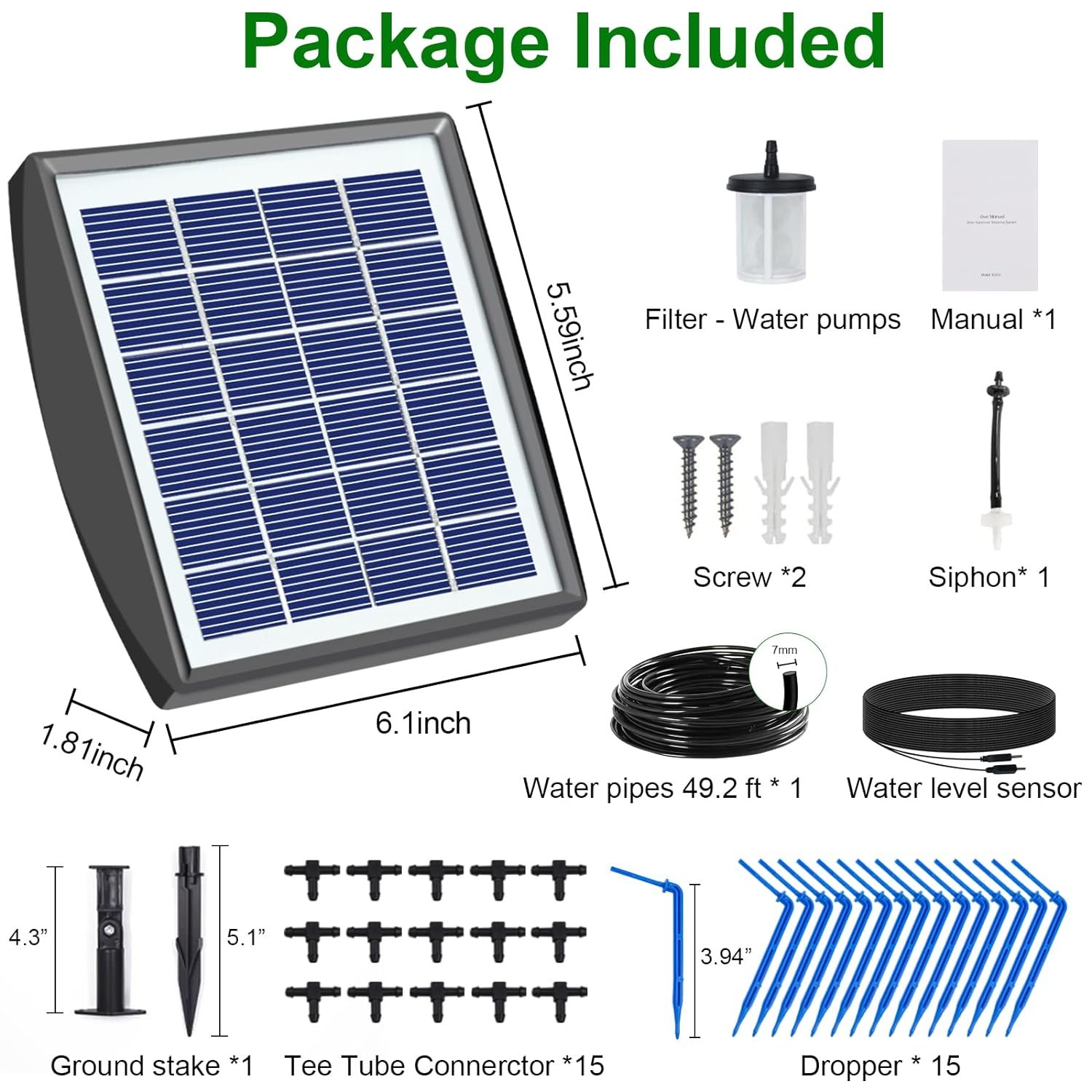 Solar Auto Watering System Solar Powered Automatic Drip Irrigation Kit for Plants on the Balcony, in the Plant Bed