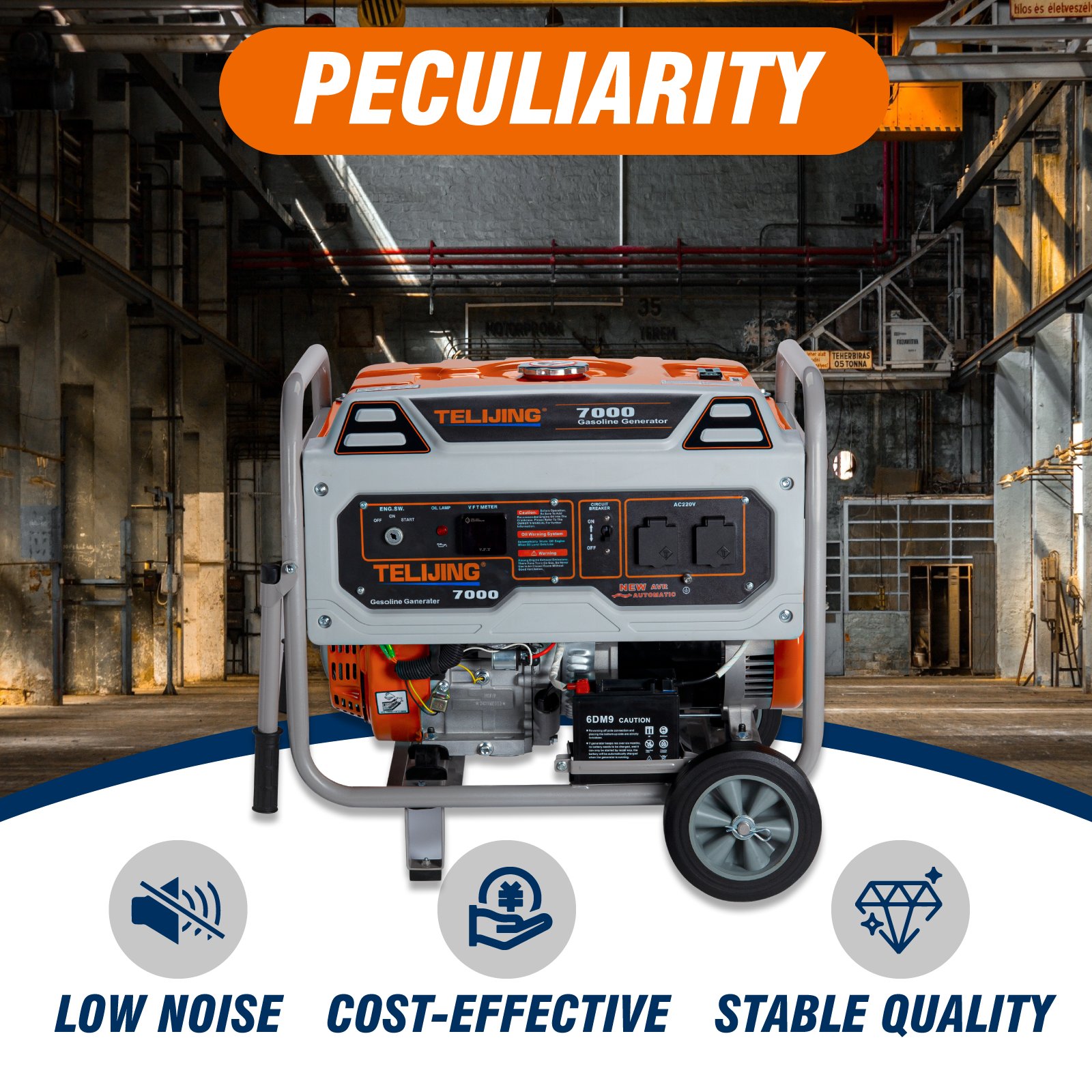 6kva 6.5kw7kw Gasoline Petrol Generator 14HP 120v/230v/380v Manual/Electric Starter with Handles and Wheels for Home Outwork
