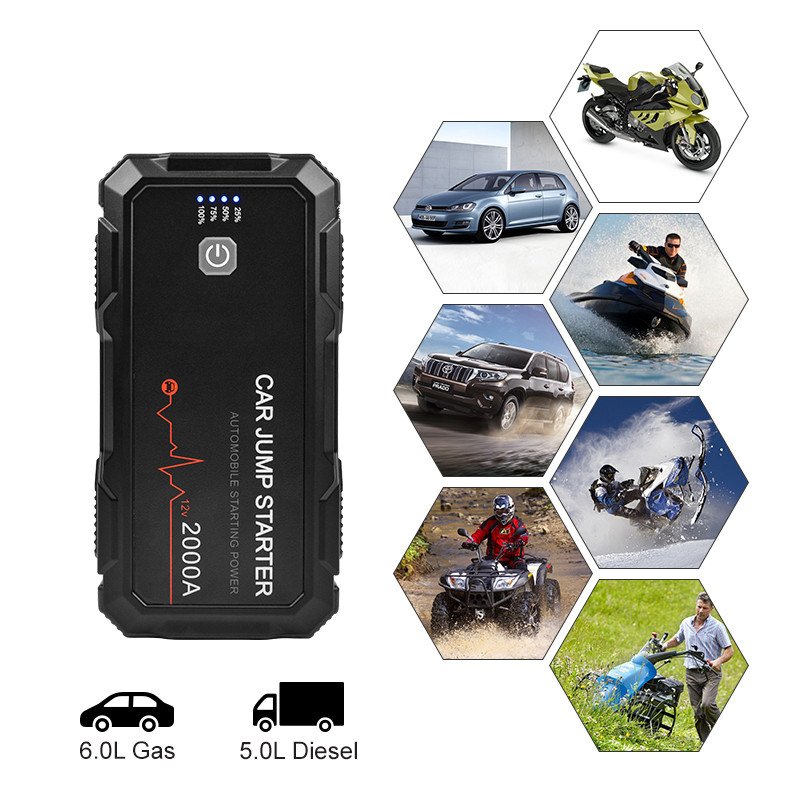 Auto Battery Car Booster Jump Starter Power Bank 12V 16000mAH Jump Starter 2000 Amp Jump Starter