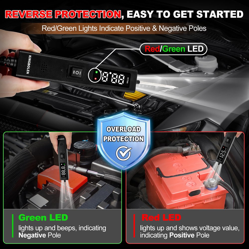 Kingbolen ECT200 Auto Circuit Tester Upgrade Kit Automotive Power Circuit Probe Tester With 20ft Extension Cable