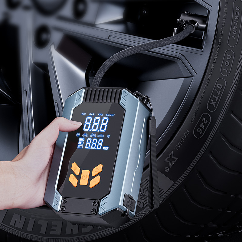 2025 New Portable 12V Car Jump Starter 7200mAh Power Bank 150psi Tire Inflator