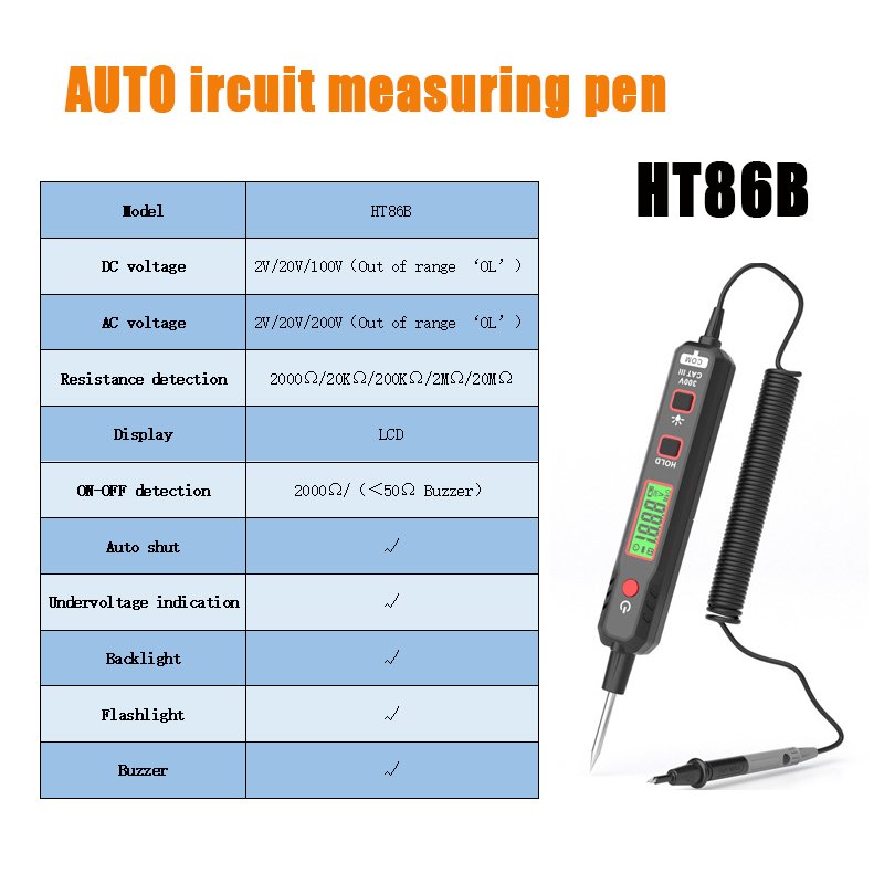 Car Electrical System Tester AC DC 0-100V Automobile Circuit Tester Portable Ircuit Pen Auto Mechanic Kit