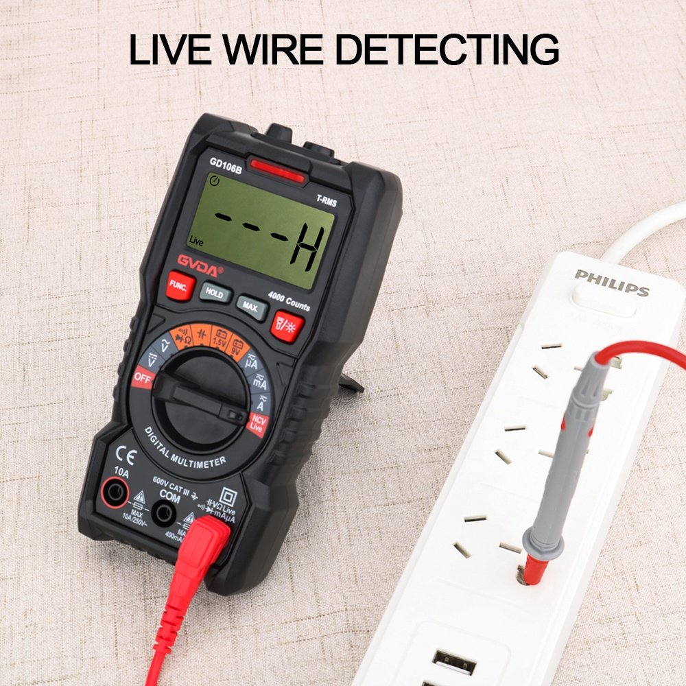 GVDA Professional True RMS Multimeter Digital Auto Range 600V 10A with 40M Ohms Capacitance Continuity Diode Test Battery Test