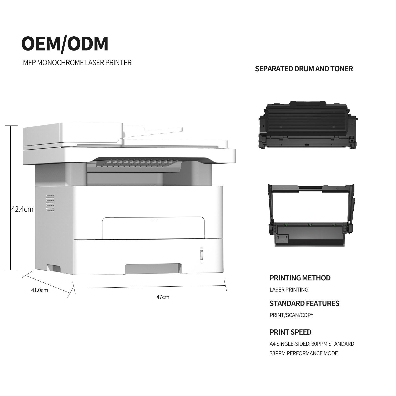 M3300X A4 White and Black LaserJet Enterprise Monochrome Printer 33 Ppm Auto Duplex Printing USB Interface Print Copy Scan