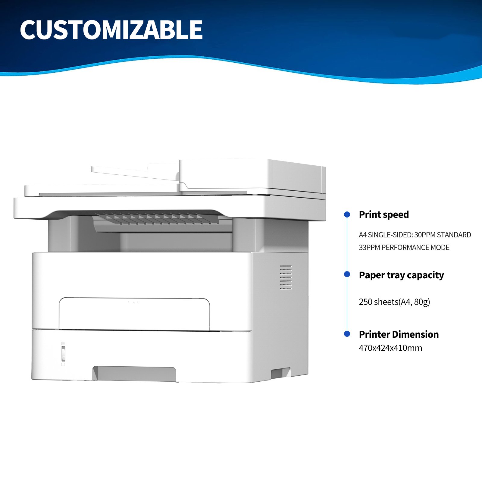M3300X A4 White and Black LaserJet Enterprise Monochrome Printer 33 Ppm Auto Duplex Printing USB Interface Print Copy Scan