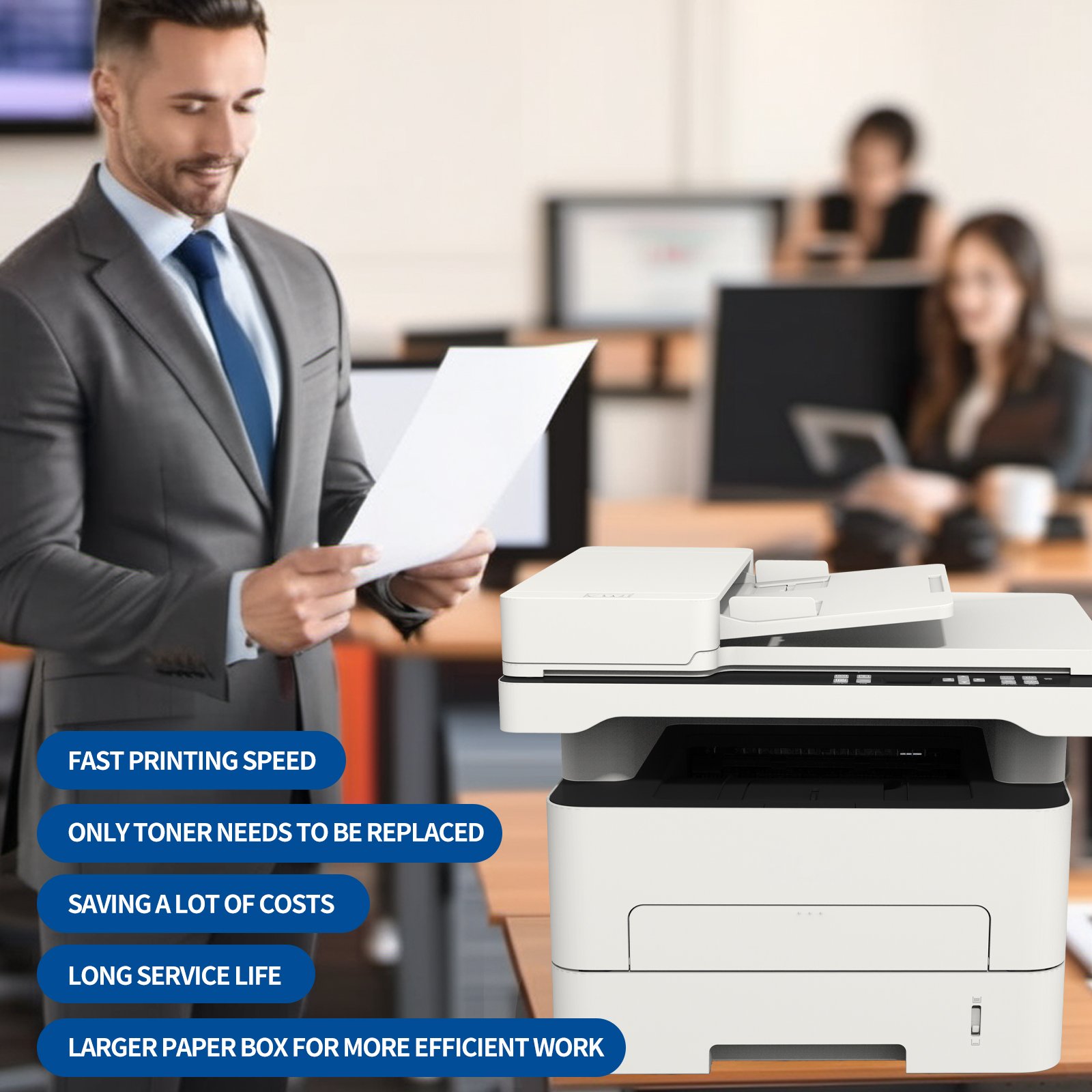 M3300X A4 White and Black LaserJet Enterprise Monochrome Printer 33 Ppm Auto Duplex Printing USB Interface Print Copy Scan