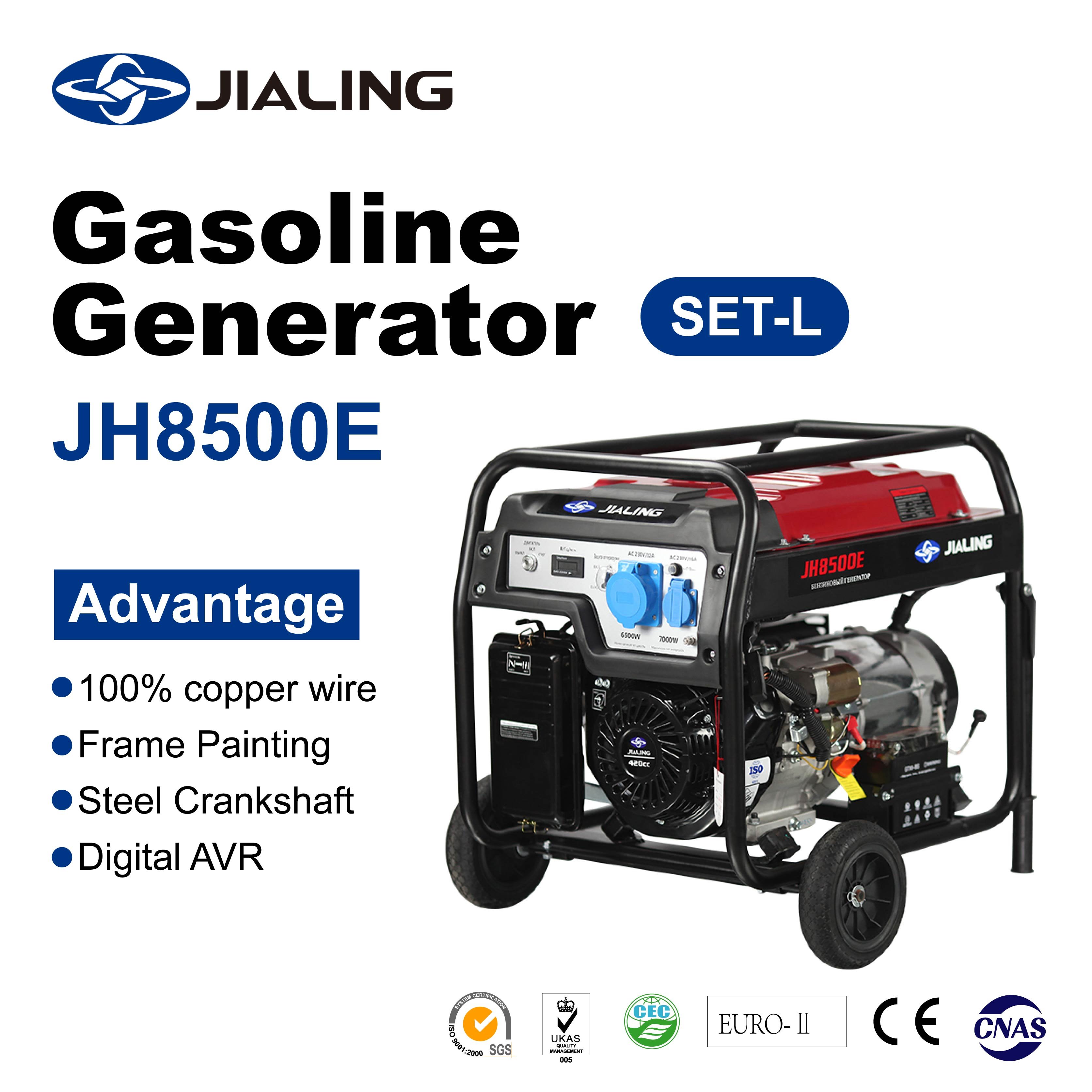 Professional Auto Start Control 3 Phase 7.5 Kw 7.5 Kva Silent Petrol Gasoline Generator With Handle and Wheel