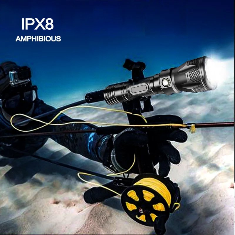 BAHE Smart Dive Light IP68 Diving Flashlight Aluminum Alloy 3 Modes NEW Led 1000 Lumen Rechargeable Battery CE 90 Emergency 170