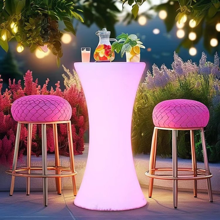 Hot Sale High Table Portable Waterproof Led Light up bar Table Led Cocktail Table for Events