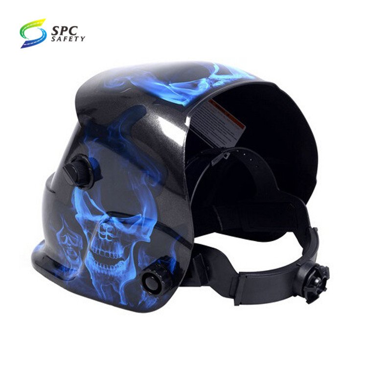 Anti UV IR Blue Skull Printing Solar Power Auto Darkening Arc Welding Safety Protective Dimming Welder Mask Welding Hood Helmet