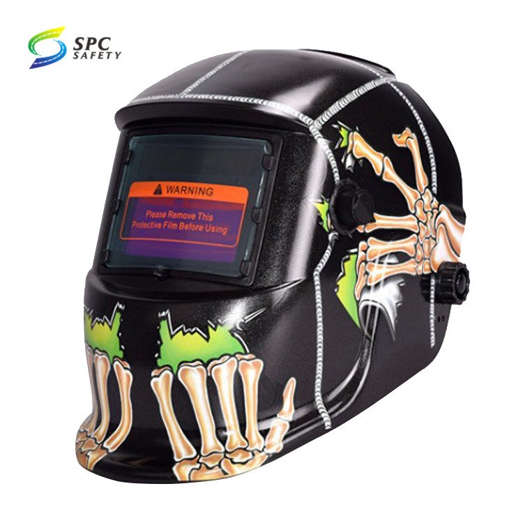 Anti UV IR Blue Skull Printing Solar Power Auto Darkening Arc Welding Safety Protective Dimming Welder Mask Welding Hood Helmet