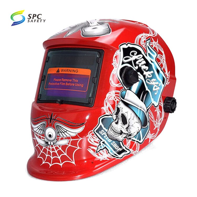 Anti UV IR Blue Skull Printing Solar Power Auto Darkening Arc Welding Safety Protective Dimming Welder Mask Welding Hood Helmet