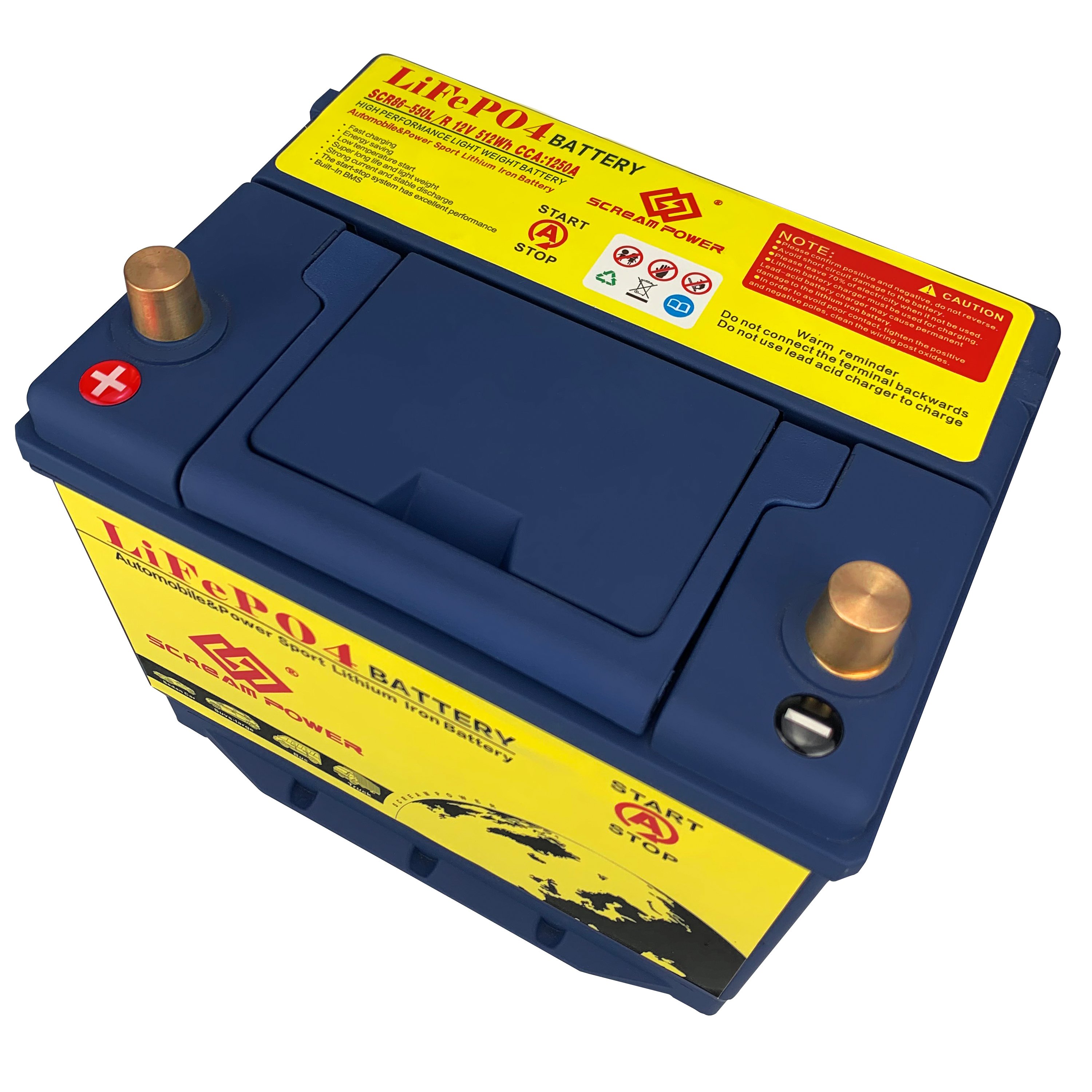 2024 Hot Sale 12V 86-550L/R Car Auto Starter Battery with BMS 12V 50Ah Car Motor LiFePO4 750CCA Lithium Phosphate Ion Battery