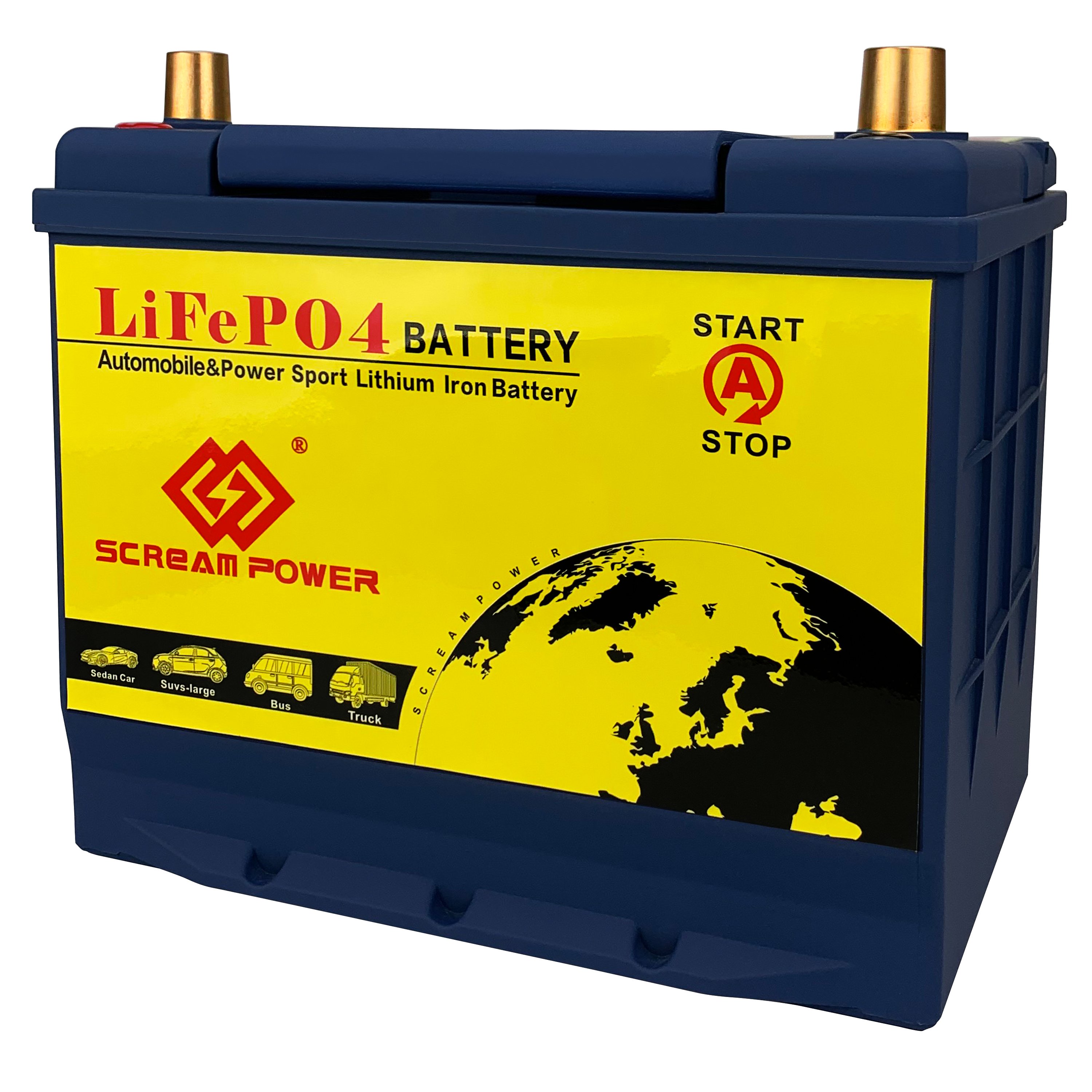 2024 Hot Sale 12V 86-550L/R Car Auto Starter Battery with BMS 12V 50Ah Car Motor LiFePO4 750CCA Lithium Phosphate Ion Battery