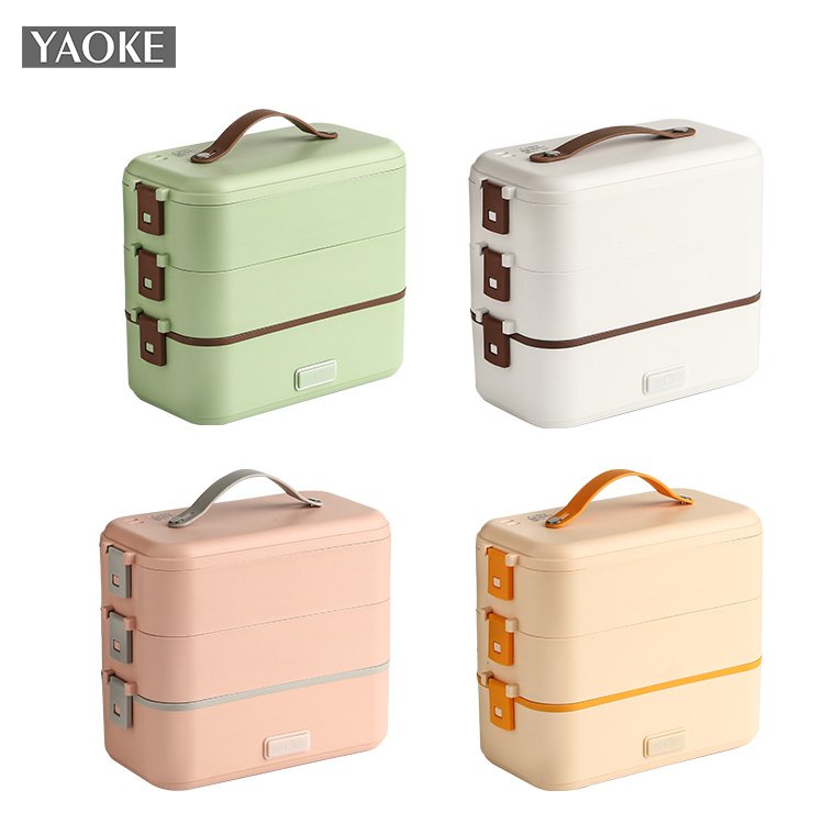 Home and Car Use Safe Stainless Steel Portable Self Heating Lunchbox Heated Food Warmer Electric Lunch Box With Carry Bag
