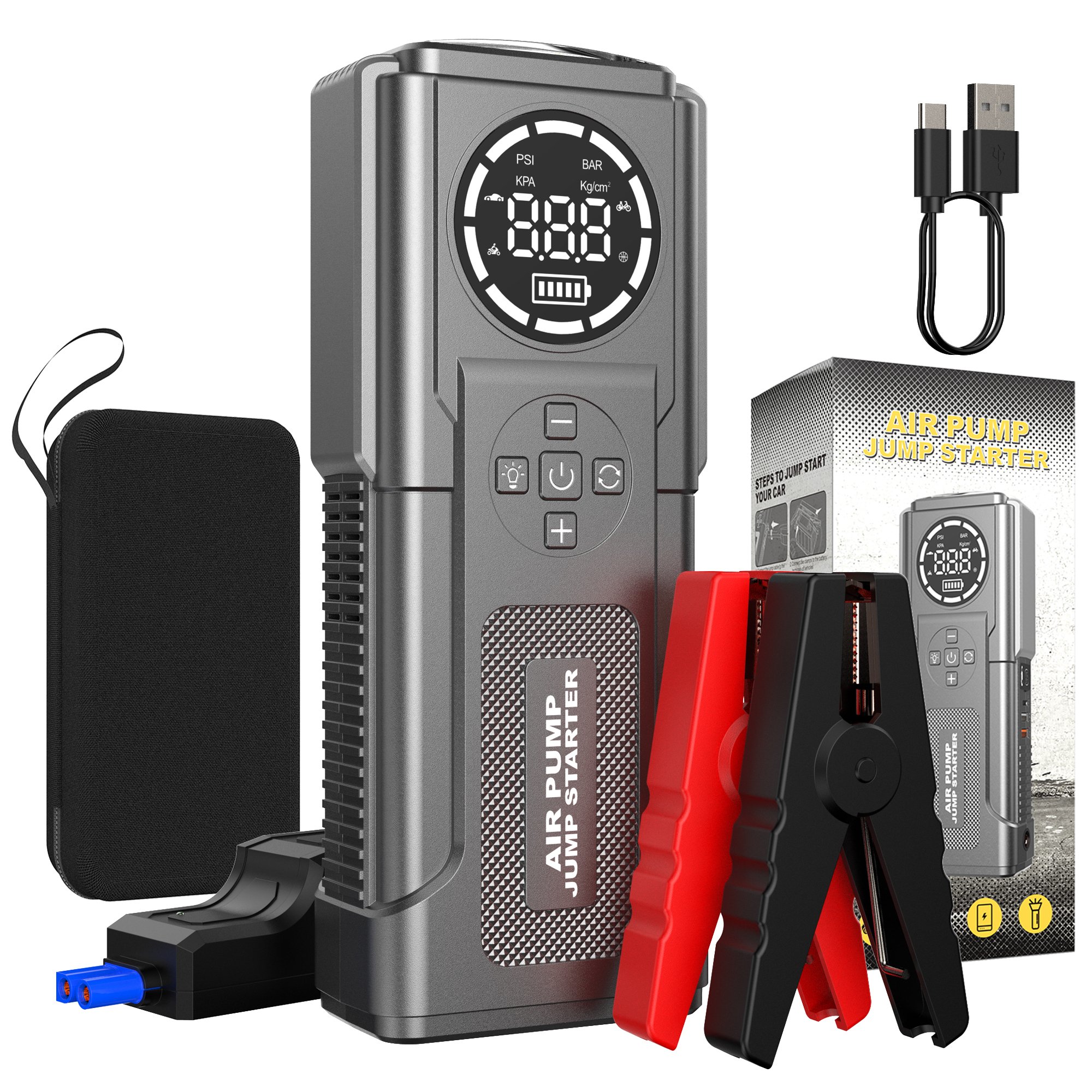 Car Battery Booster Power Bank Charger Lithium Battery Pack 24000mah Portable Car Tyre Air Pump Jump Starter