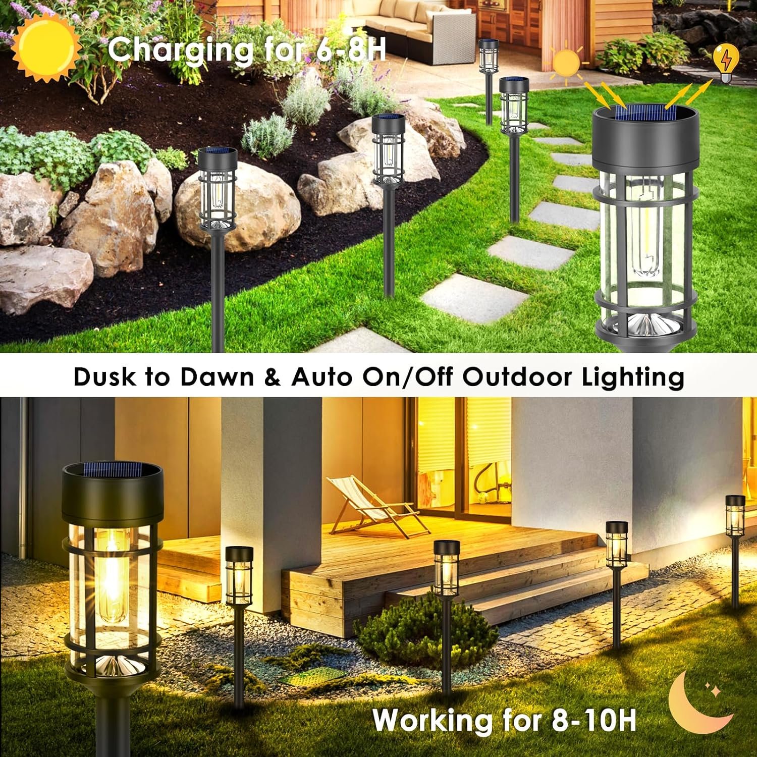 Led Solar Lawn Pathway Decoration Stake Lawn Light Pathway Yard Walkway Driveway Outdoor Waterproof Garden Lights LED ABS