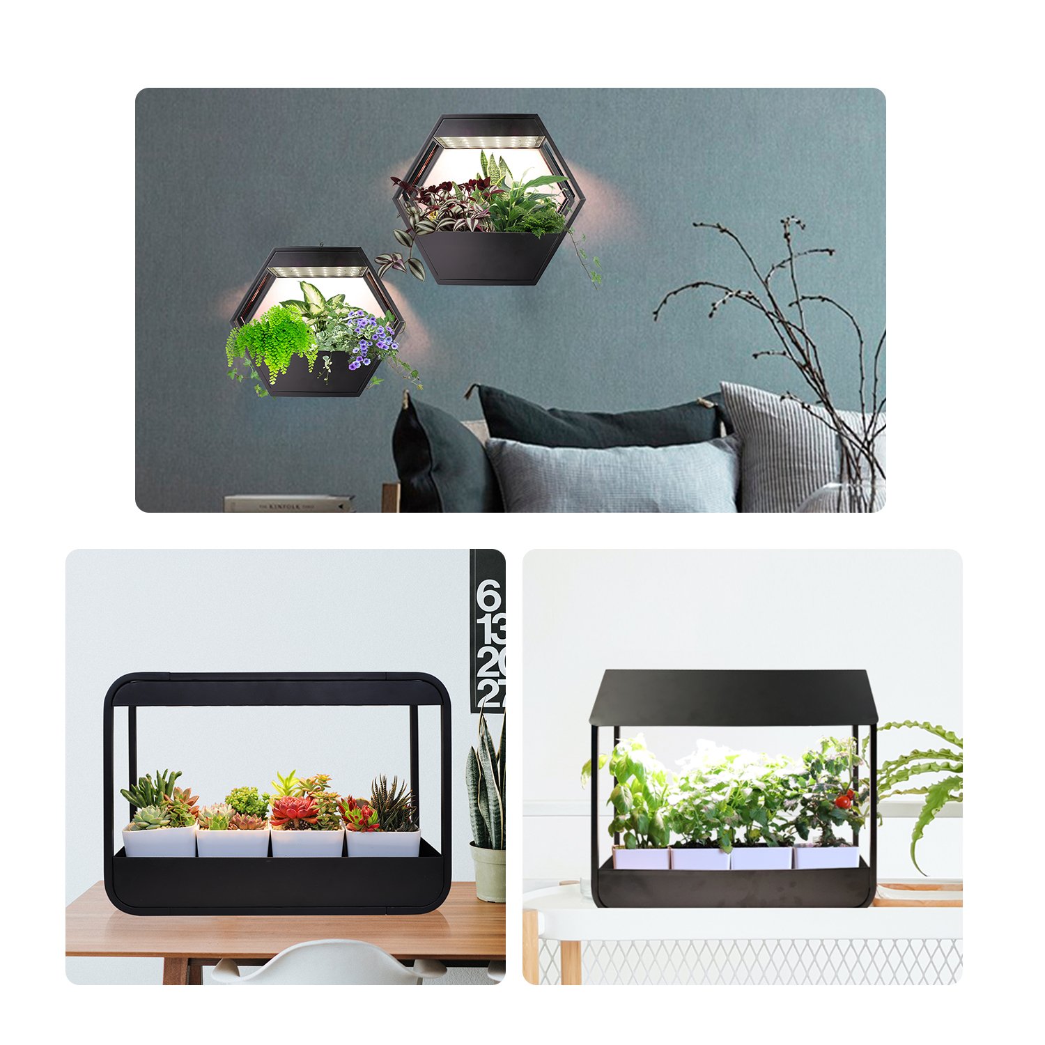 J&C Minigarden Decorative Indoor Garden Smart Plant Table Grow Light Countertop Grow Lamp Plant Starter