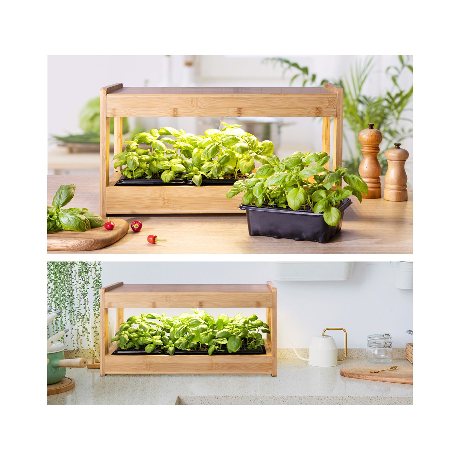 J&C Minigarden Decorative Indoor Garden Smart Plant Table Grow Light Countertop Grow Lamp Plant Starter