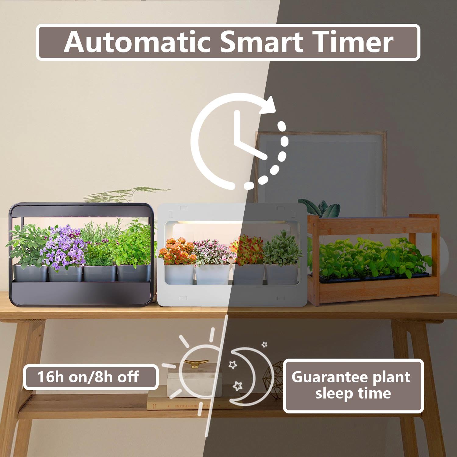 J&C Minigarden Decorative Indoor Garden Smart Plant Table Grow Light Countertop Grow Lamp Plant Starter