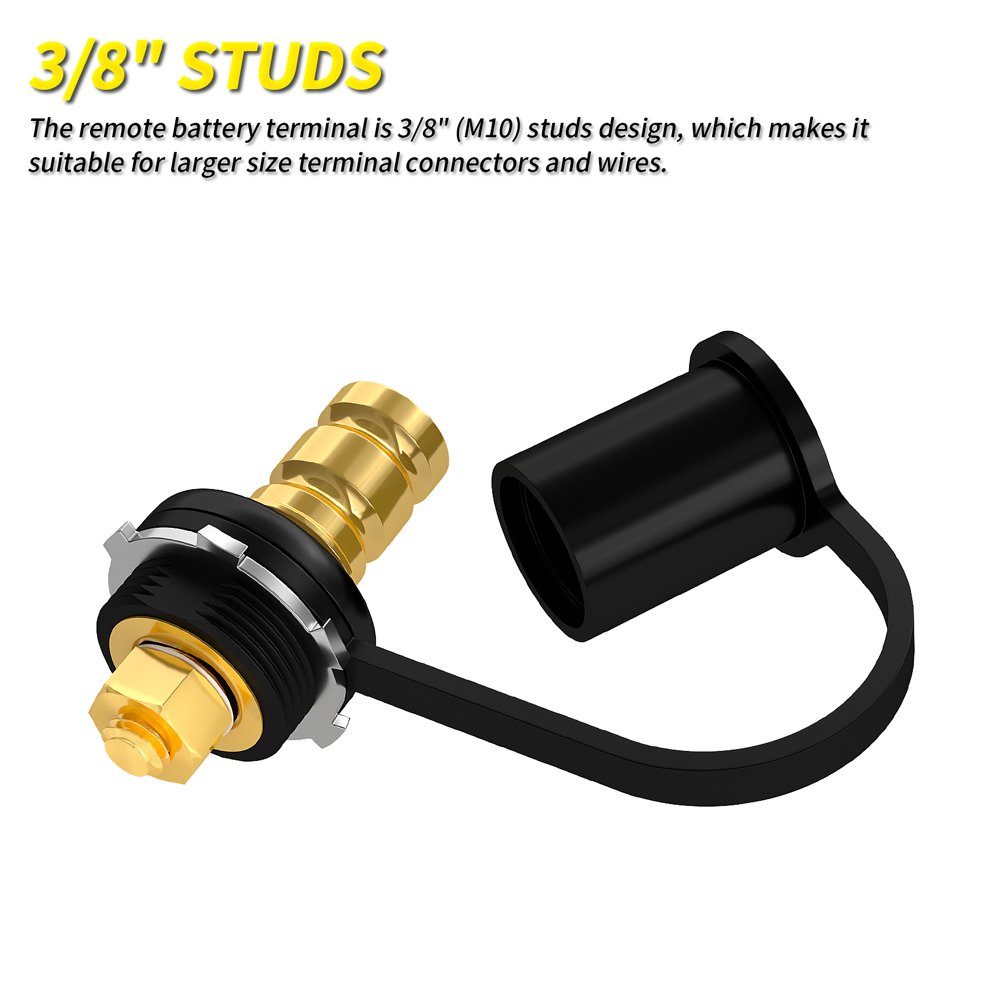 Power Jumper Charger Post Kit Battery Terminal Post 3/8" (M10)Stud Remote Bus Bar With Protection Cover for RV Boat Marine Auto