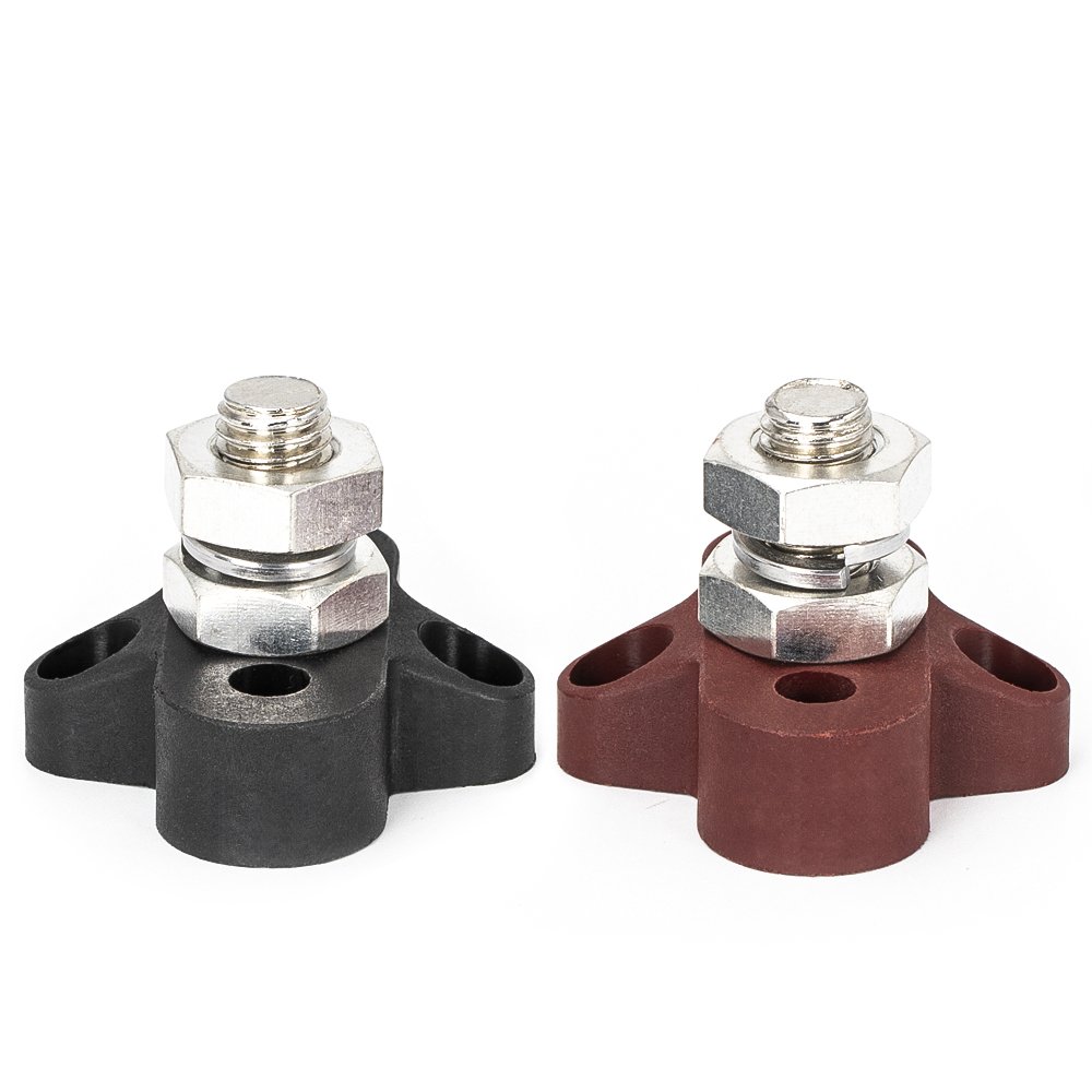 Single Way Distribution Block M10 3/8" Stud Terminal Battery Junction Blocks 12v Copper Bus Bar for Marine Solar Auto Boat RV