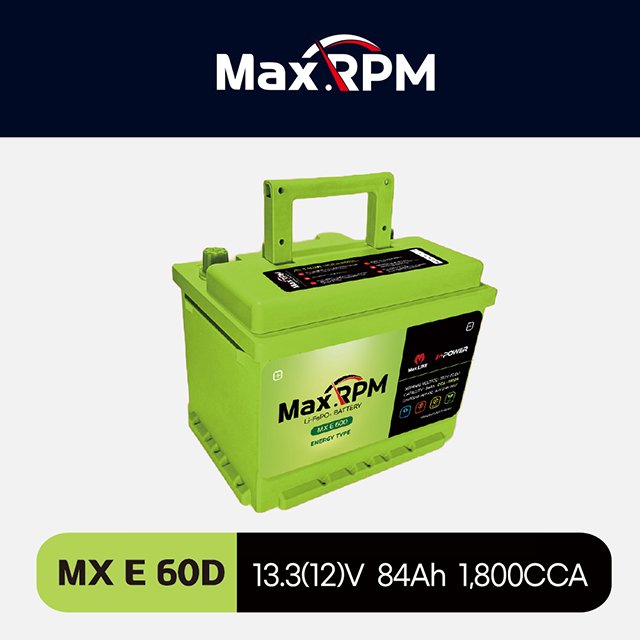 Korean Maxline Long Life Span Lithium Iron Phosphapate (LiFePO4) 12V Car Battery 84Ah Capacity 1,800CCA ENERGY MX E 60D