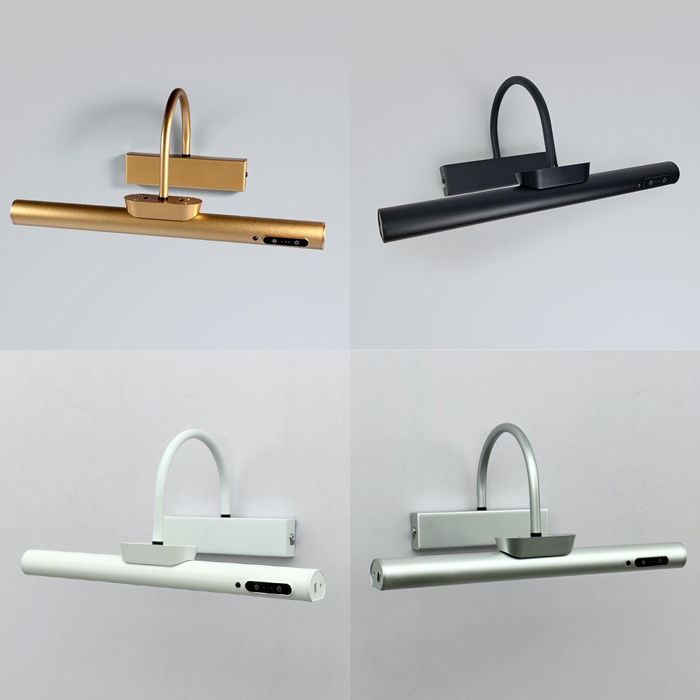 LED Battery Operated Picture Light Dimmable Three Mode Wall Lights Rotatable Light Head Wall Lamp
