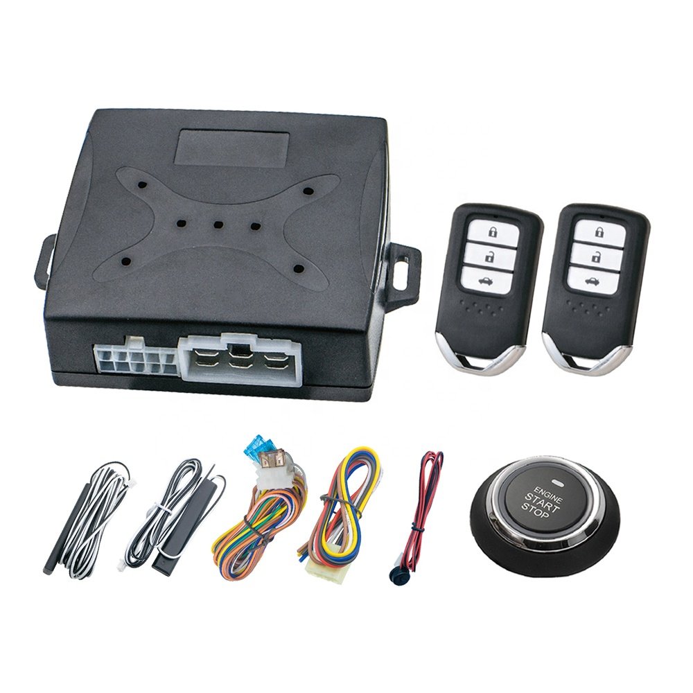 RFID Immobilizer Pke Push Button Remote Control Engine Start Stop Keyless Entry System Car Alarms with Smart Phone App E07