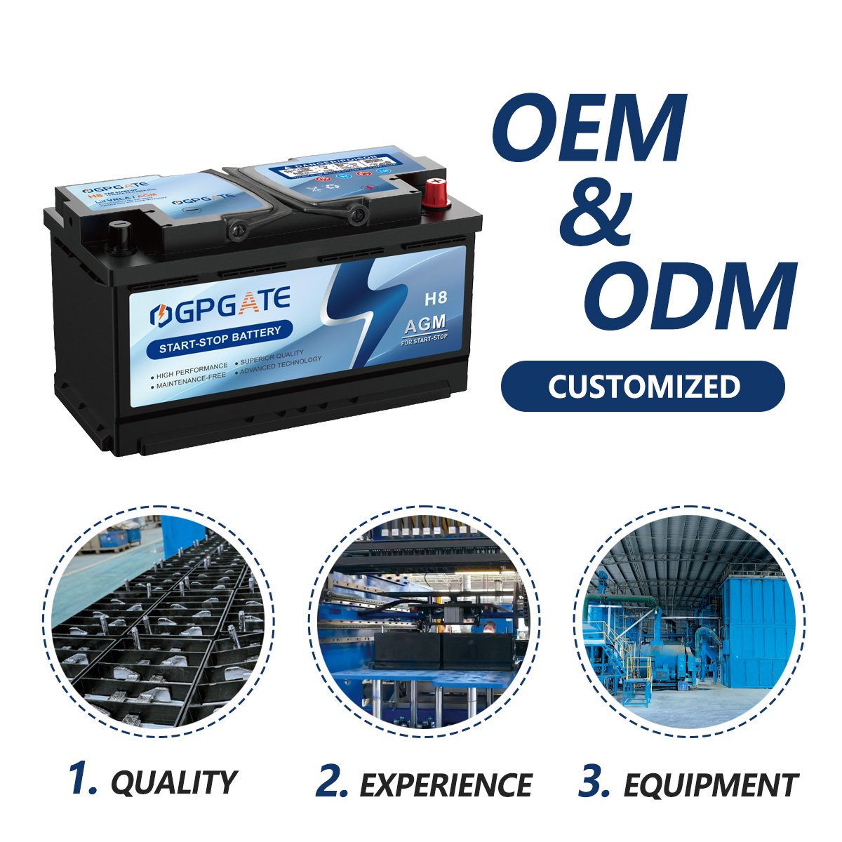 High Performance 12V 92ah AGM-H8-92 AGM Car Battery German Car Start Stop Batteries
