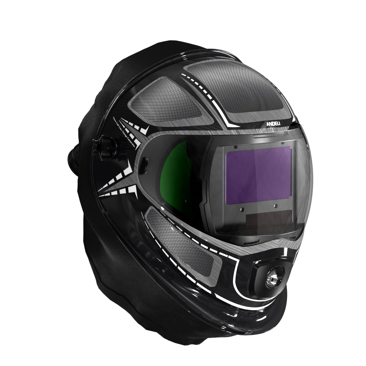 ANDELI Welding Helmet with Light,Panoramic 180° Large Viewing Powered Air Purifying Respirator Auto Darkening Welding Helmet