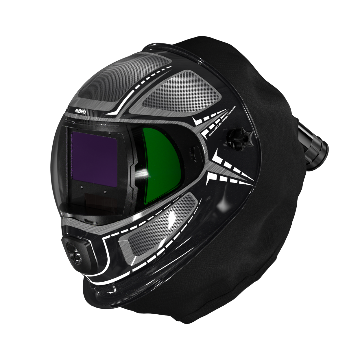 ANDELI Welding Helmet with Light,Panoramic 180° Large Viewing Powered Air Purifying Respirator Auto Darkening Welding Helmet