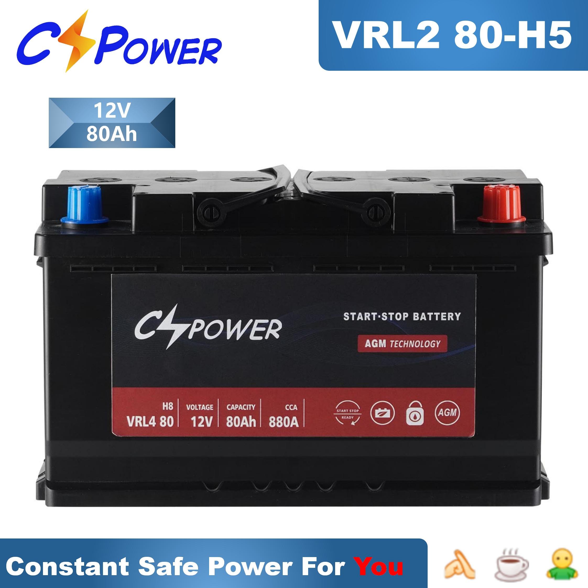 CSPower AGM Car Battery with Start/Stop 12V 50ah-105ah New VRL2-VRL6 H5/H6/H7/H8/H9 LEO for Various Vehicle Models