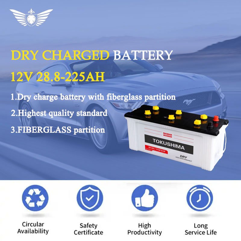 New 12V 80AH-90AH Dry Charge Starter Battery for Cars Powerful Without Acid
