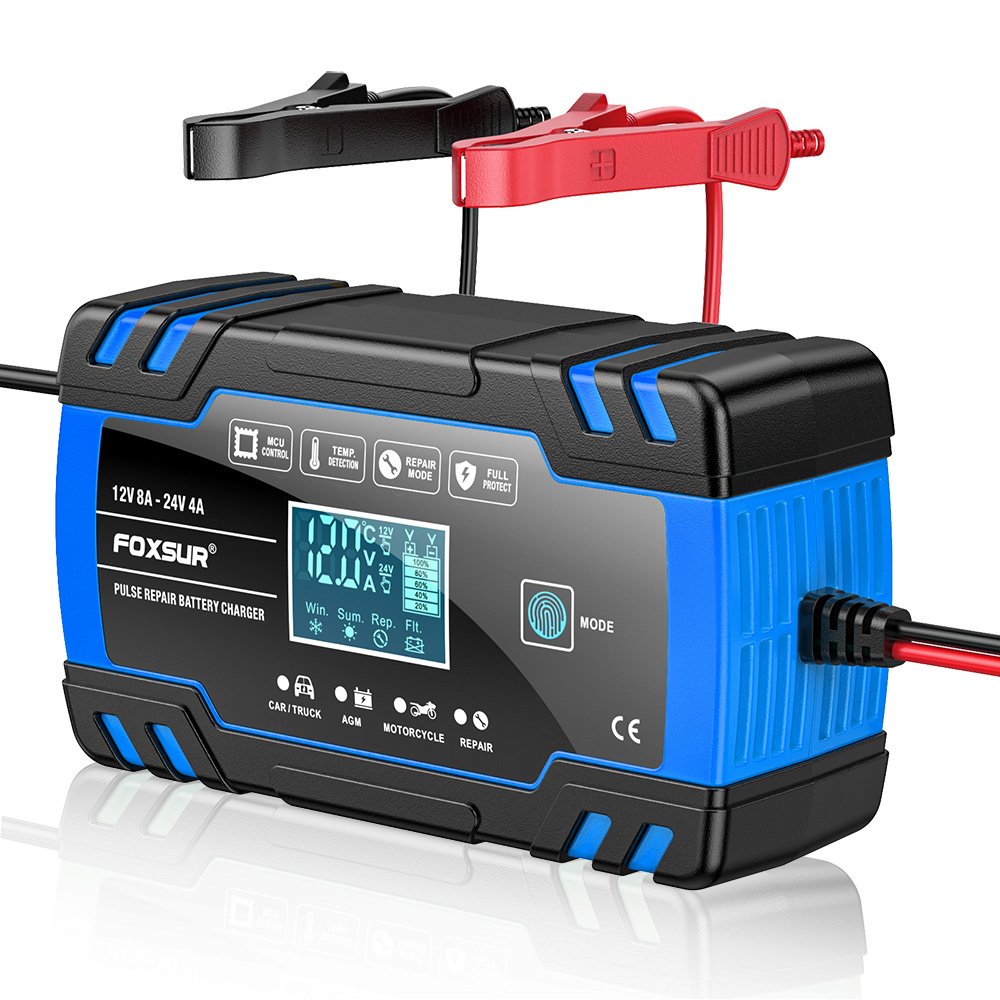 FOXSUR FBC122408D12V/8A 24V/4A Lifepo4 Battery Charger 12v 24v Automatic Smart Battery Charger