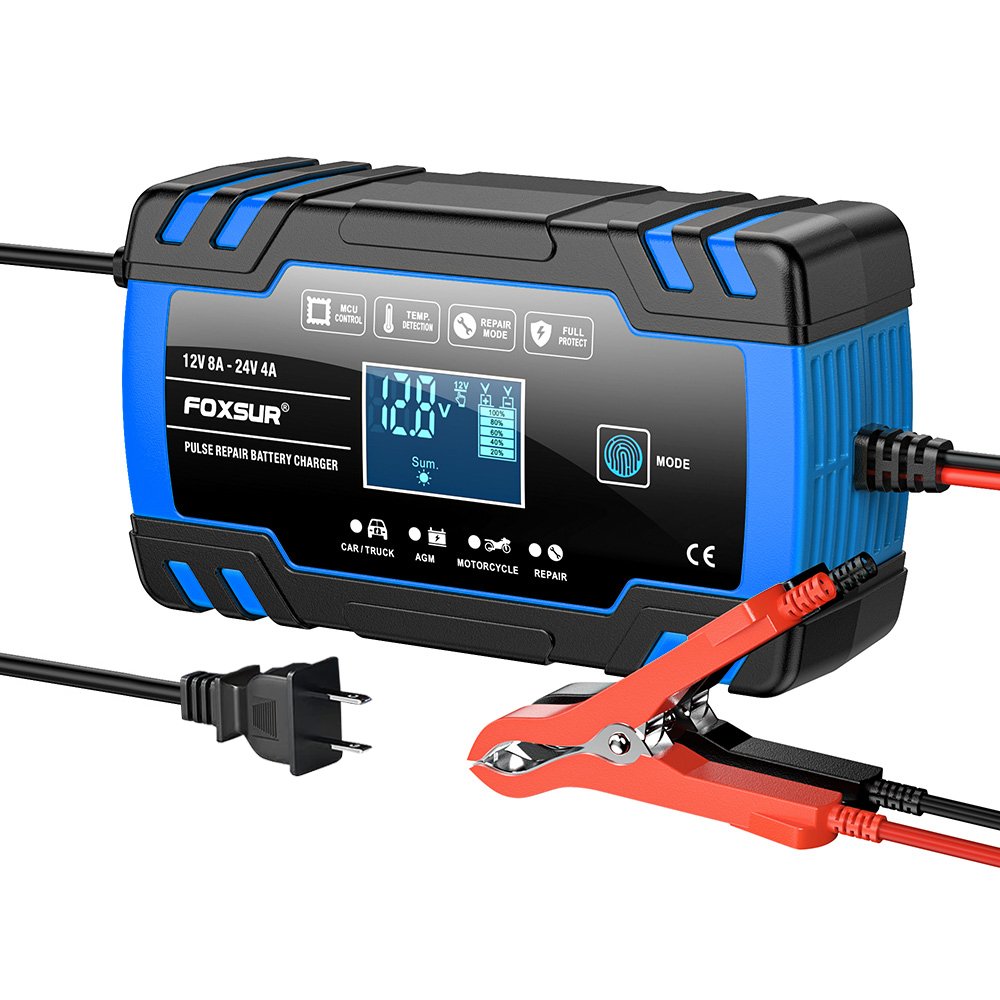 FOXSUR FBC122408D12V/8A 24V/4A Lifepo4 Battery Charger 12v 24v Automatic Smart Battery Charger