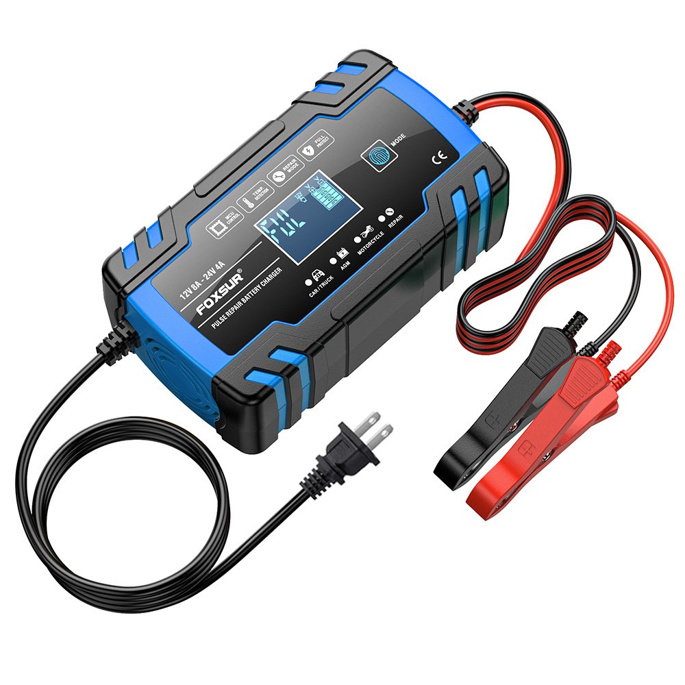 FOXSUR FBC122408D12V/8A 24V/4A Lifepo4 Battery Charger 12v 24v Automatic Smart Battery Charger