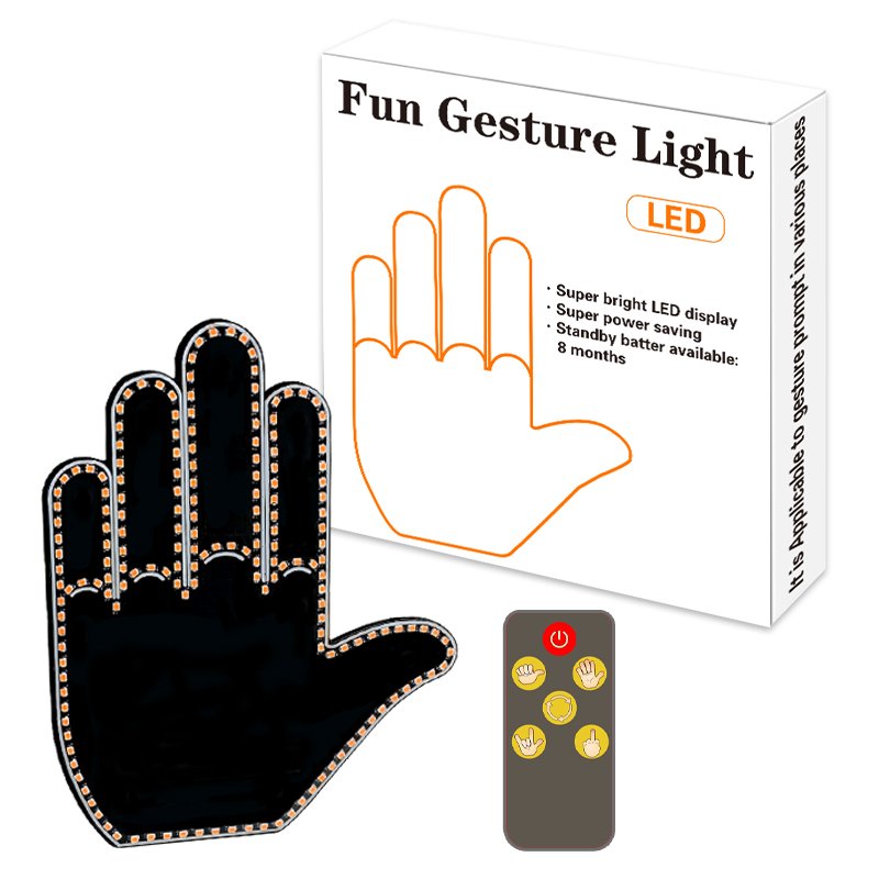 Emotional Sedan Auto Accessories-Hand Gesture LED Finger Light Remote Control Digital Poster SDK Outdoor Use Back Window Sign