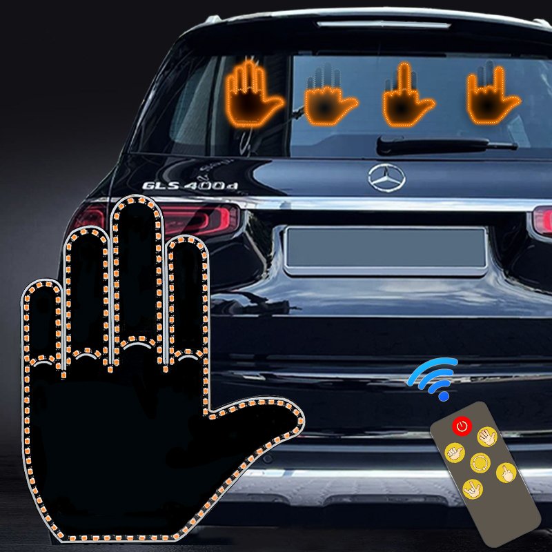 Emotional Sedan Auto Accessories-Hand Gesture LED Finger Light Remote Control Digital Poster SDK Outdoor Use Back Window Sign