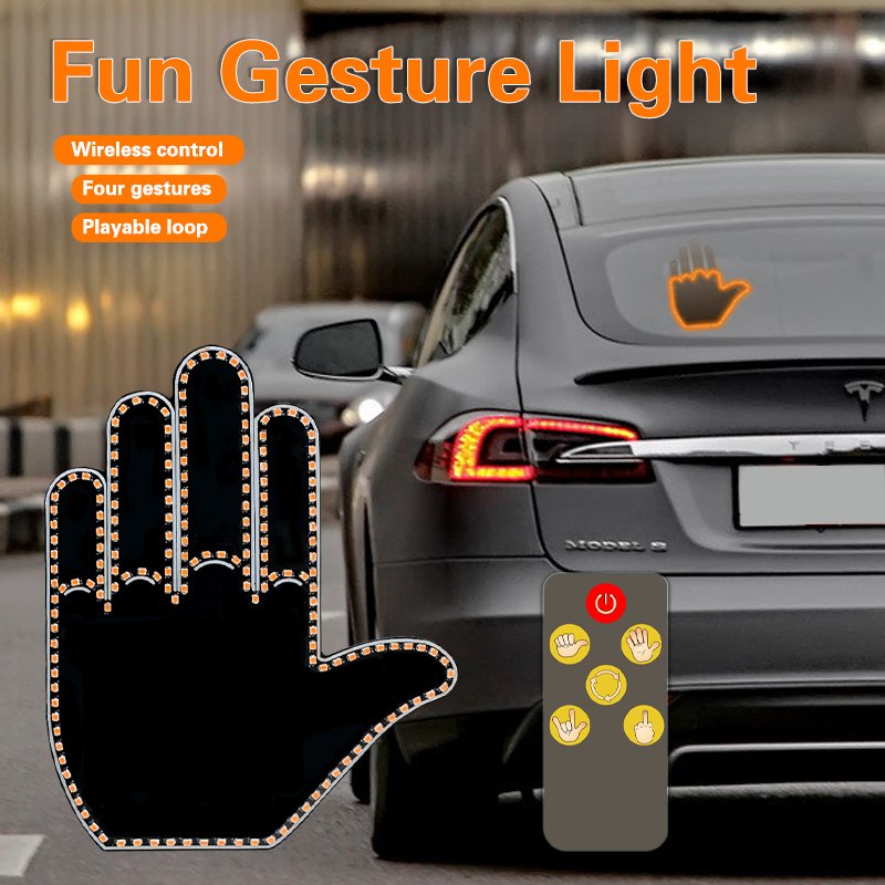 Emotional Sedan Auto Accessories-Hand Gesture LED Finger Light Remote Control Digital Poster SDK Outdoor Use Back Window Sign