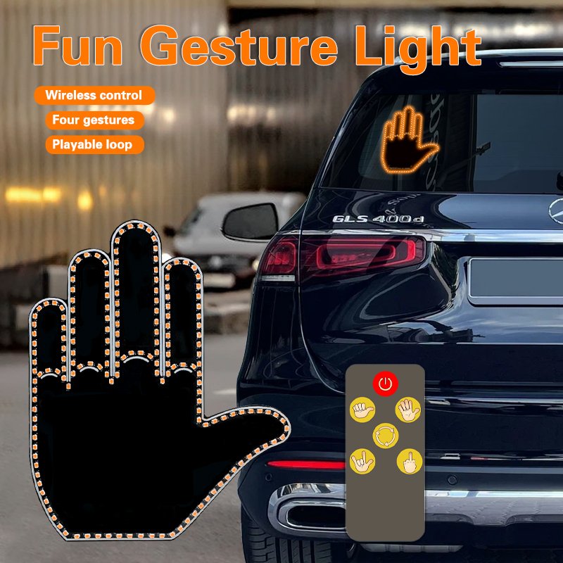 Emotional Sedan Auto Accessories-Hand Gesture LED Finger Light Remote Control Digital Poster SDK Outdoor Use Back Window Sign