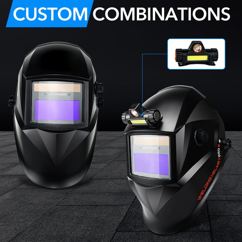 TRQ Welding Mask Stepless Adjustment Auto Darkening Welding Helmet DIN9-13 1112 welding cap